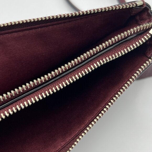 Coach Wine Pebbled Leather Double Zipper Wristlet Wallet F1680 - Picture 6 of 8